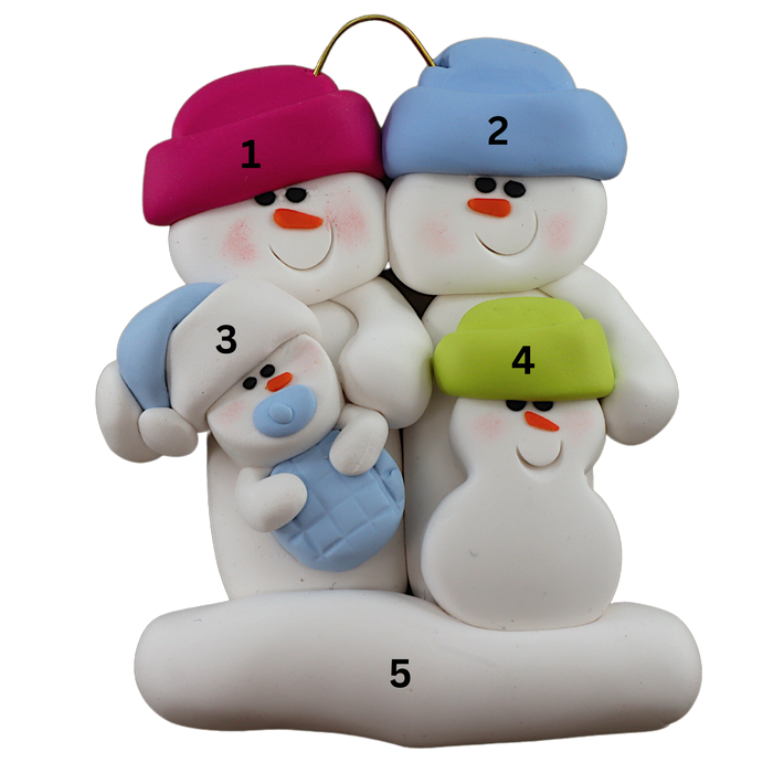 Blue Baby Family of 4 Ornament