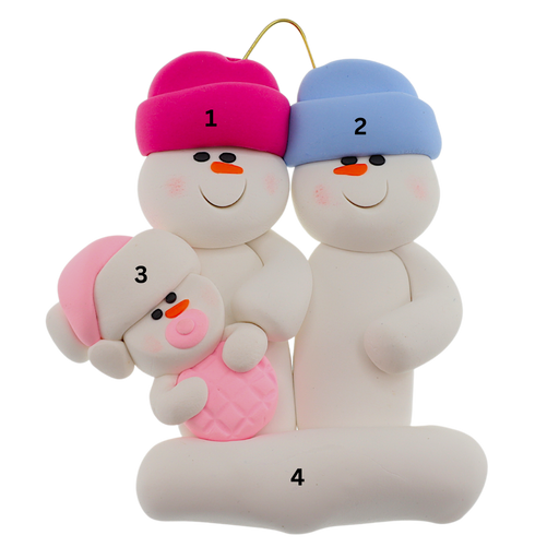 Pink Baby Family of 3 Ornament Ornamentopia