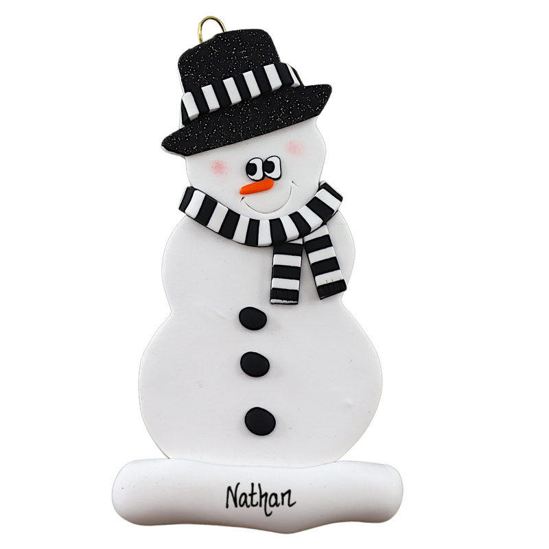 Black & White Snowman Christmas Ornament
