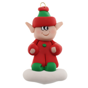 Red and green elf ornament.