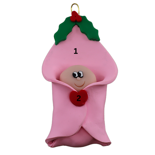 Baby Blanket Wrap Ornament - Pink Ornamentopia