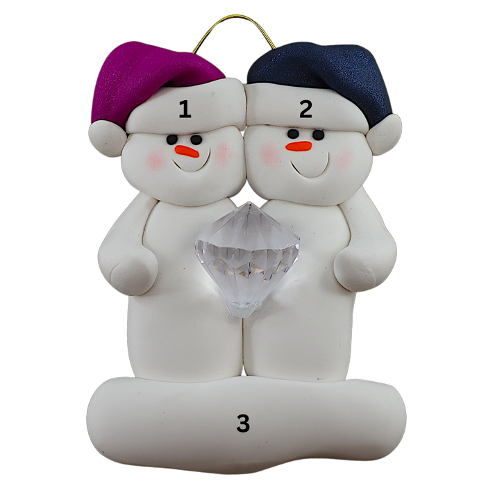 Engagement Snowmen Couple Ornament Ornamentopia