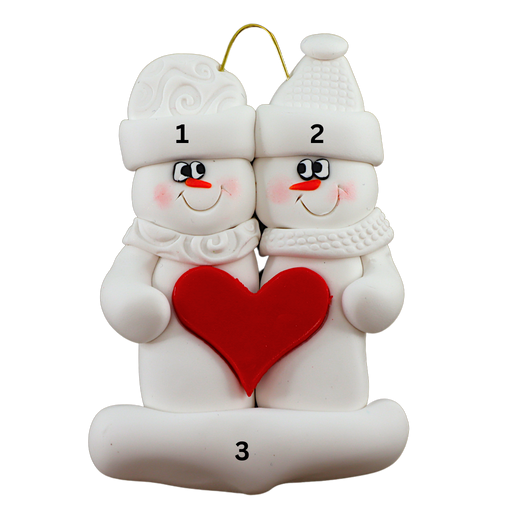 Holiday Heart Snowman Couple Ornament Ornamentopia