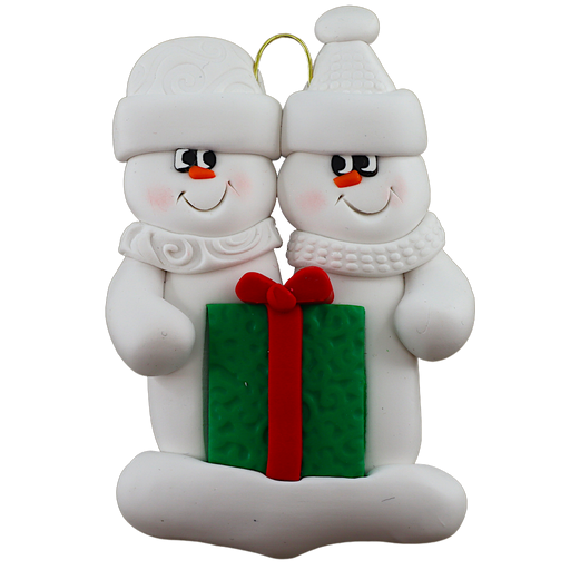 Holiday Present Snowman Couple Ornament Ornamentopia