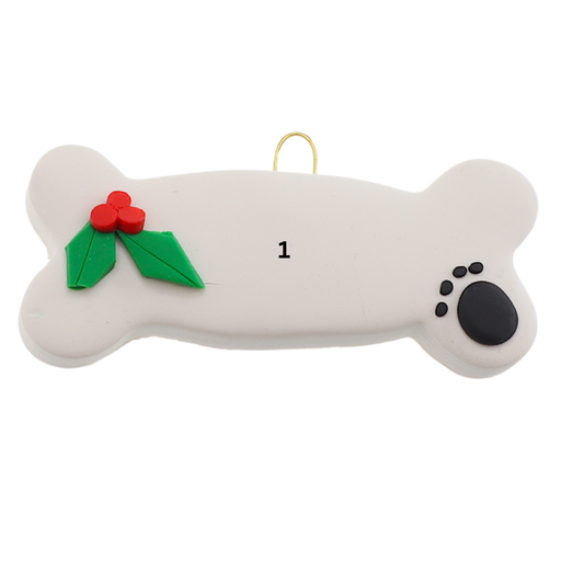 Dog Bone with Holly Ornament Ornamentopia