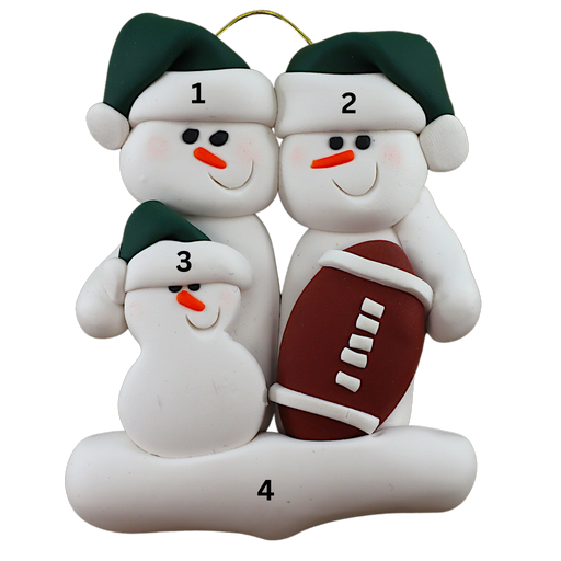 Football Snowmen Family of 3 Ornament Ornamentopia