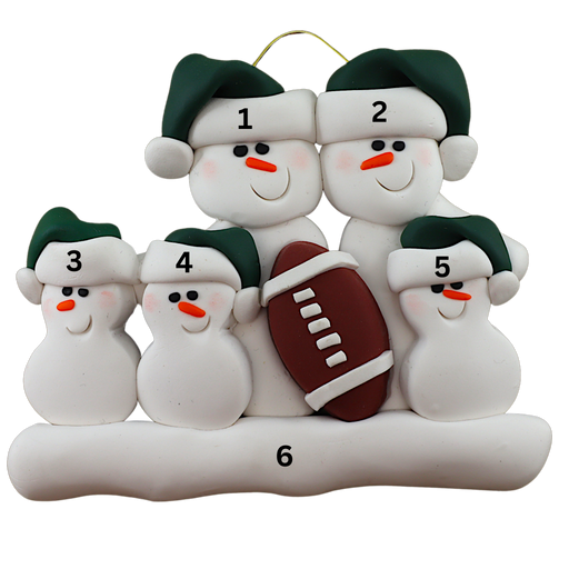 Football Snowmen Family of 5 Ornament Ornamentopia
