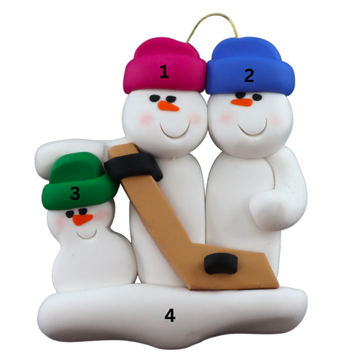 Hockey Snowmen Family of 3 Ornament Ornamentopia