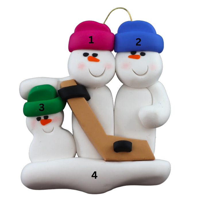 Hockey Snowmen Family of 3 Ornament Ornamentopia