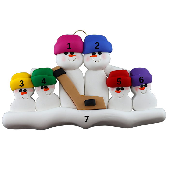 Hockey Snowmen Family of 6 Ornament Ornamentopia