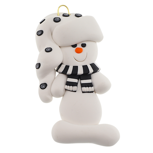 Holiday Black & White Snowman with Toque Ornament Ornamentopia