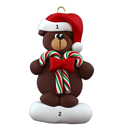Holiday Bear with Candy Canes Ornament Ornamentopia