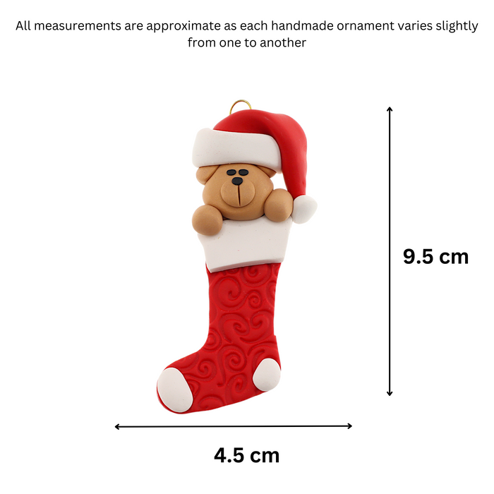 Holiday Bear in Stocking Ornament Ornamentopia