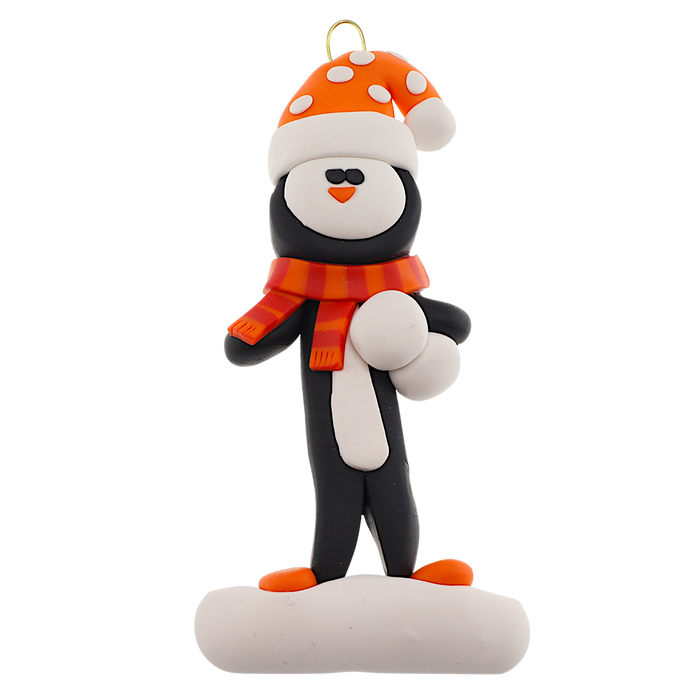 Holiday Adventure Penguin Ornament - Orange Ornamentopia
