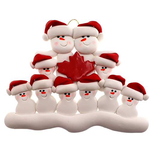 Maple Leaf Snowmen Family of 10 Ornament Ornamentopia