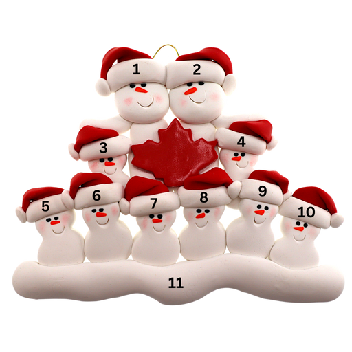 Maple Leaf Snowmen Family of 10 Ornament Ornamentopia