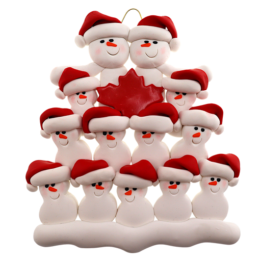 Maple Leaf Snowmen Family of 13 Ornament Ornamentopia