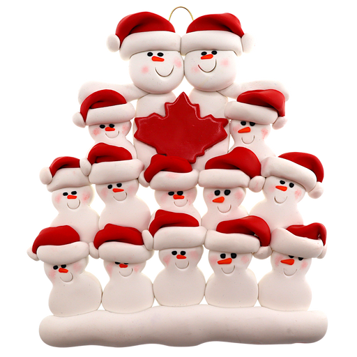 Maple Leaf Snowmen Family of 14 Ornament Ornamentopia