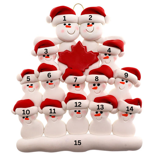 Maple Leaf Snowmen Family of 14 Ornament Ornamentopia
