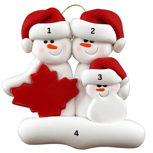 Maple Leaf Snowmen Family of 3 Ornament Ornamentopia