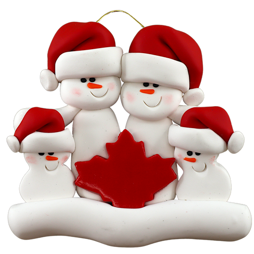 Maple Leaf Snowmen Family of 4 Ornament Ornamentopia