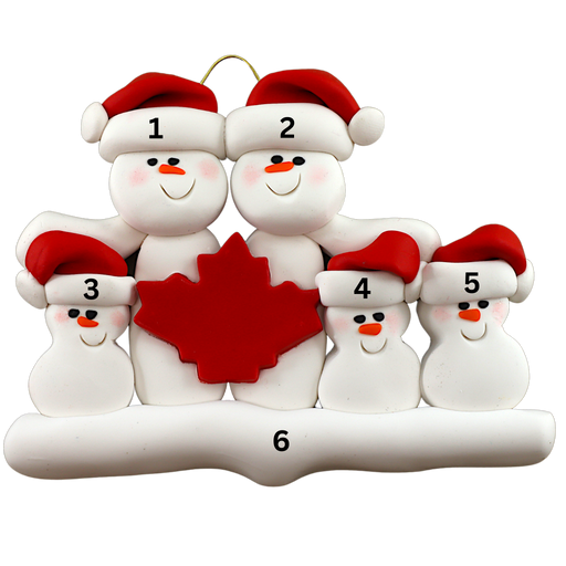 Maple Leaf Snowmen Family of 5 Ornament Ornamentopia