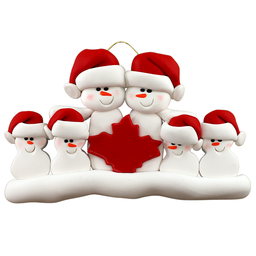 Maple Leaf Snowmen Family of 6 Ornament Ornamentopia
