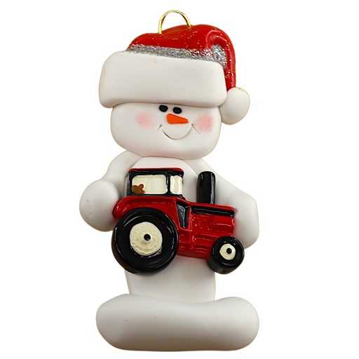 Snowman Farmer Ornament - Red Ornamentopia