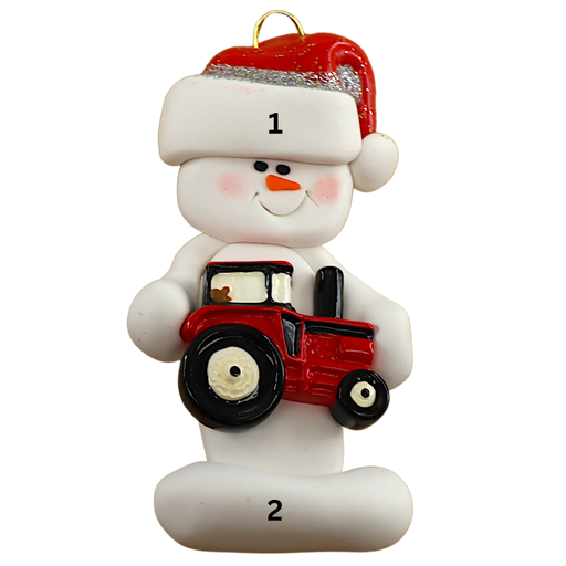 Snowman Farmer Ornament - Red Ornamentopia