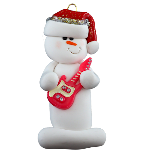 Snowman Guitar Player Ornament - Pink Ornamentopia