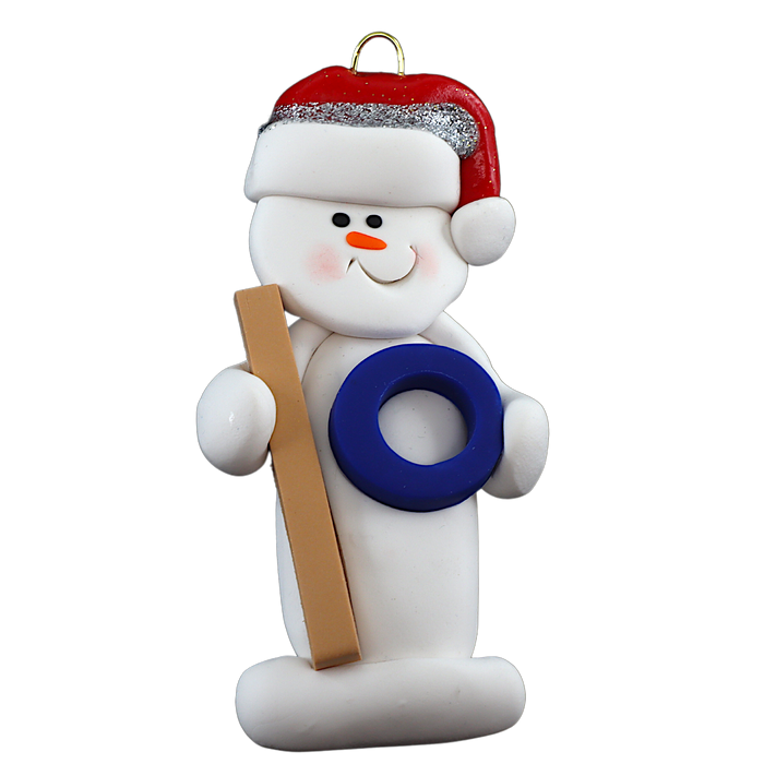 Snowman Ringette Player Ornament Ornamentopia