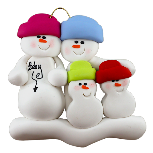 Expecting Snowmen Family of 4 Ornament Ornamentopia