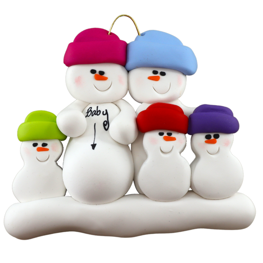 Expecting Snowmen Family of 5 Ornament Ornamentopia