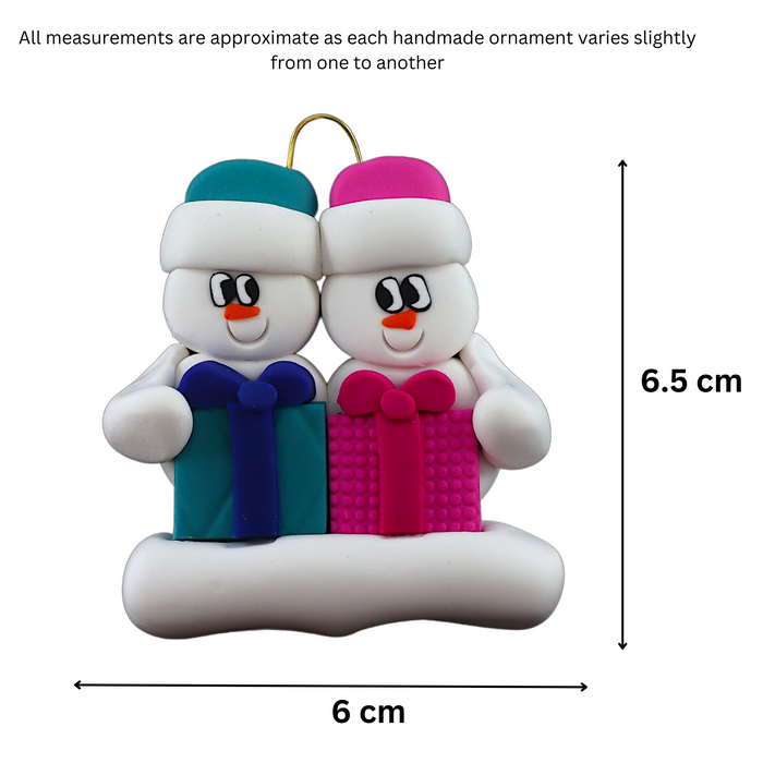 Present Snowmen Family of 2 Ornament Ornamentopia