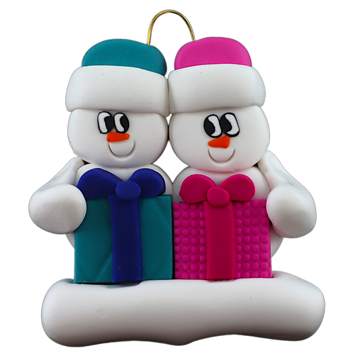 Present Snowmen Family of 2 Ornament Ornamentopia