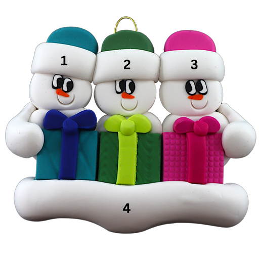 Present Snowmen Family of 3 Ornament Ornamentopia