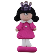 Pink princess with crown and black hair ornament, numbered for personalization.