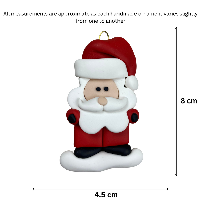 Santa with red festive hat ornament, graphed to show size (4.5x8cm).