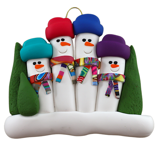 Colourful Scarf Snowmen Family of 4 Ornament Ornamentopia