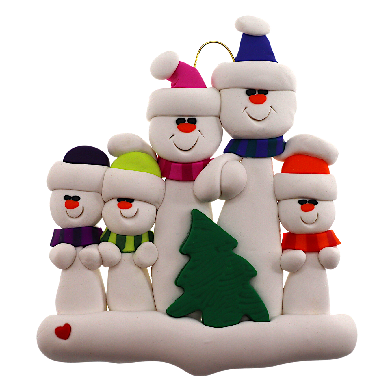 A Snowman Family with a Tree Personalized Christmas Ornament
