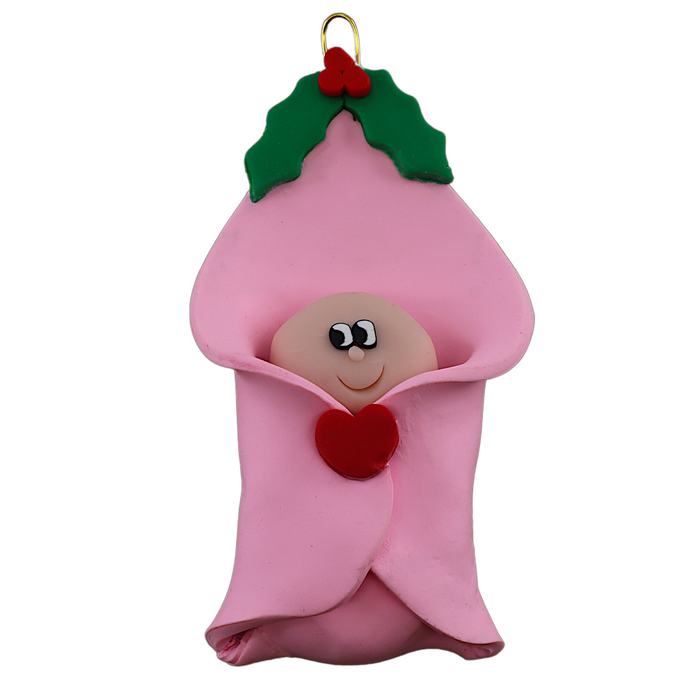 Baby Blanket Wrap Christmas Ornament - Pink