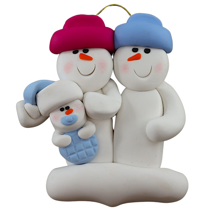 Blue Baby Family of 3 Ornament