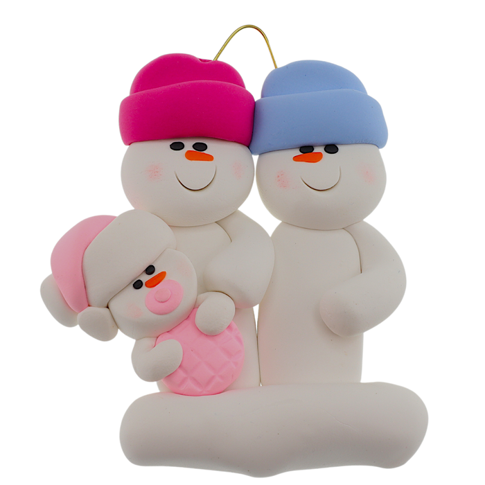 Pink Baby Family of 3 Ornament