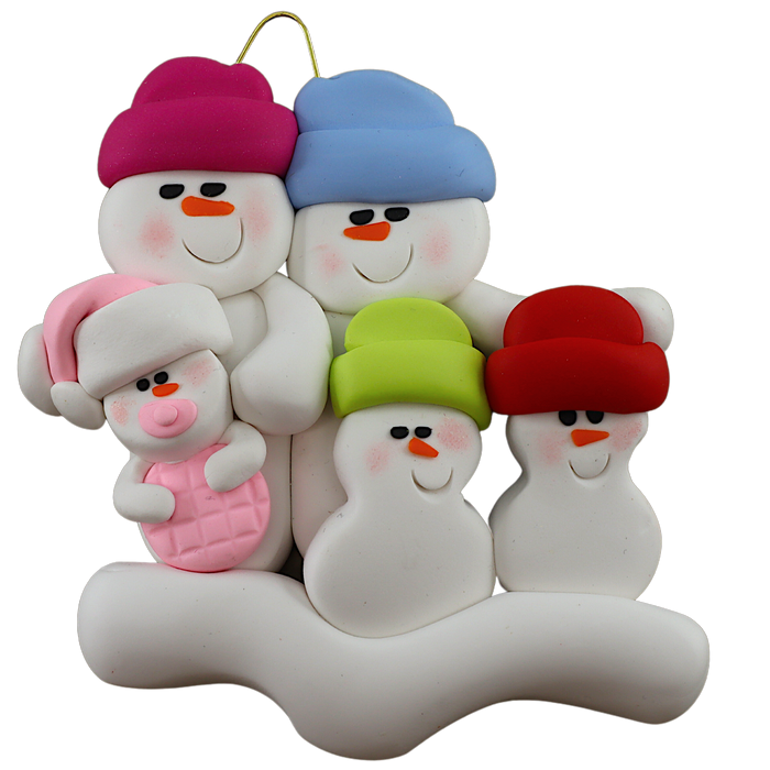 Pink Baby Family of 5 Ornament