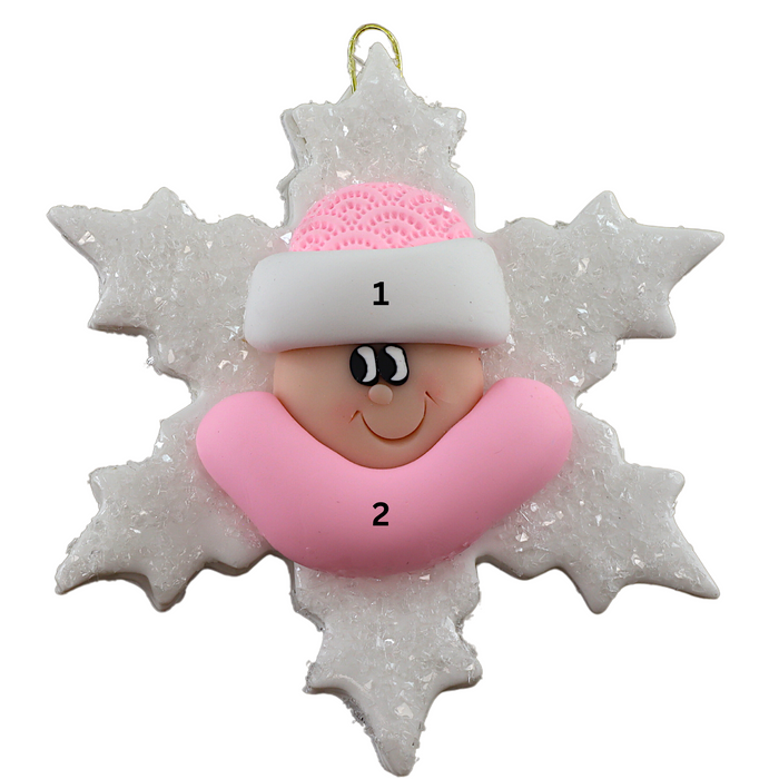 Baby Snowflake Christmas Ornament - Pink