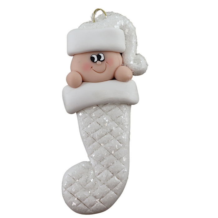 Baby Stocking Ornament - White