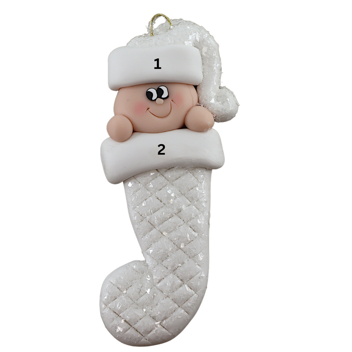 Baby Stocking Ornament - White