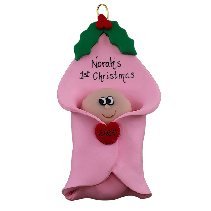 Baby Blanket Wrap Ornament - Pink