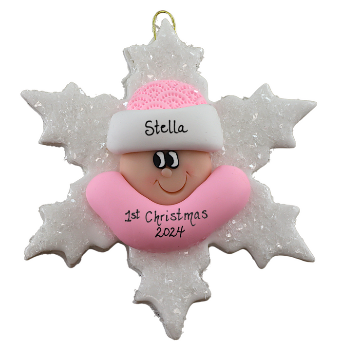 Baby Snowflake Christmas Ornament - Pink