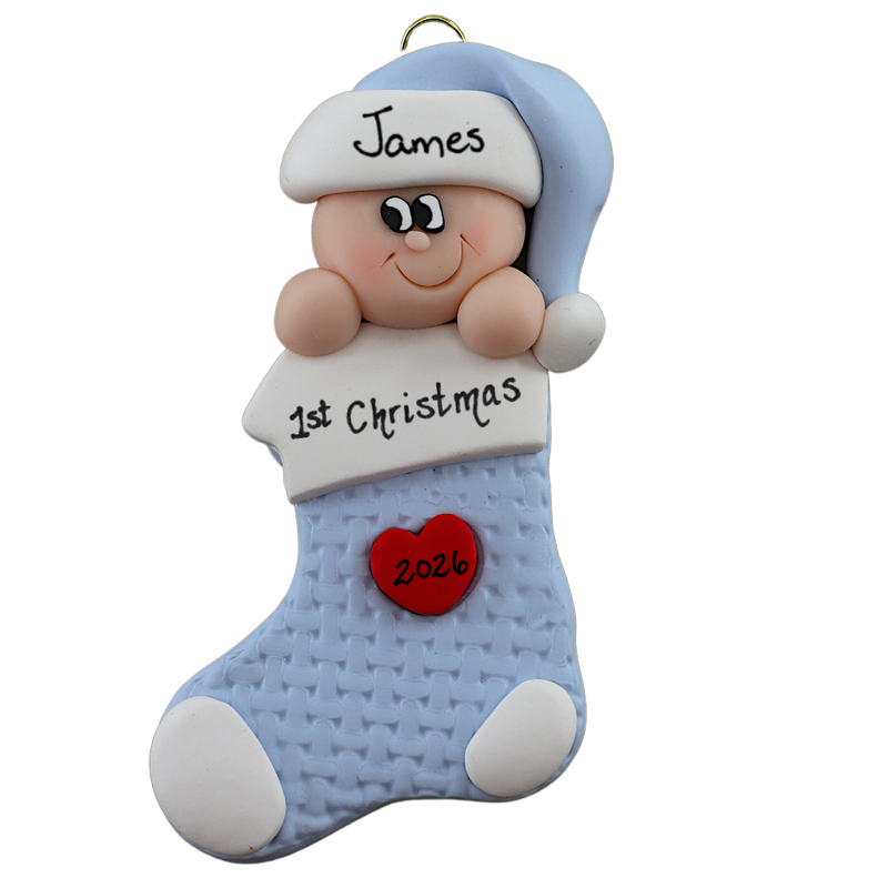 Baby Stocking Christmas Ornament - Blue